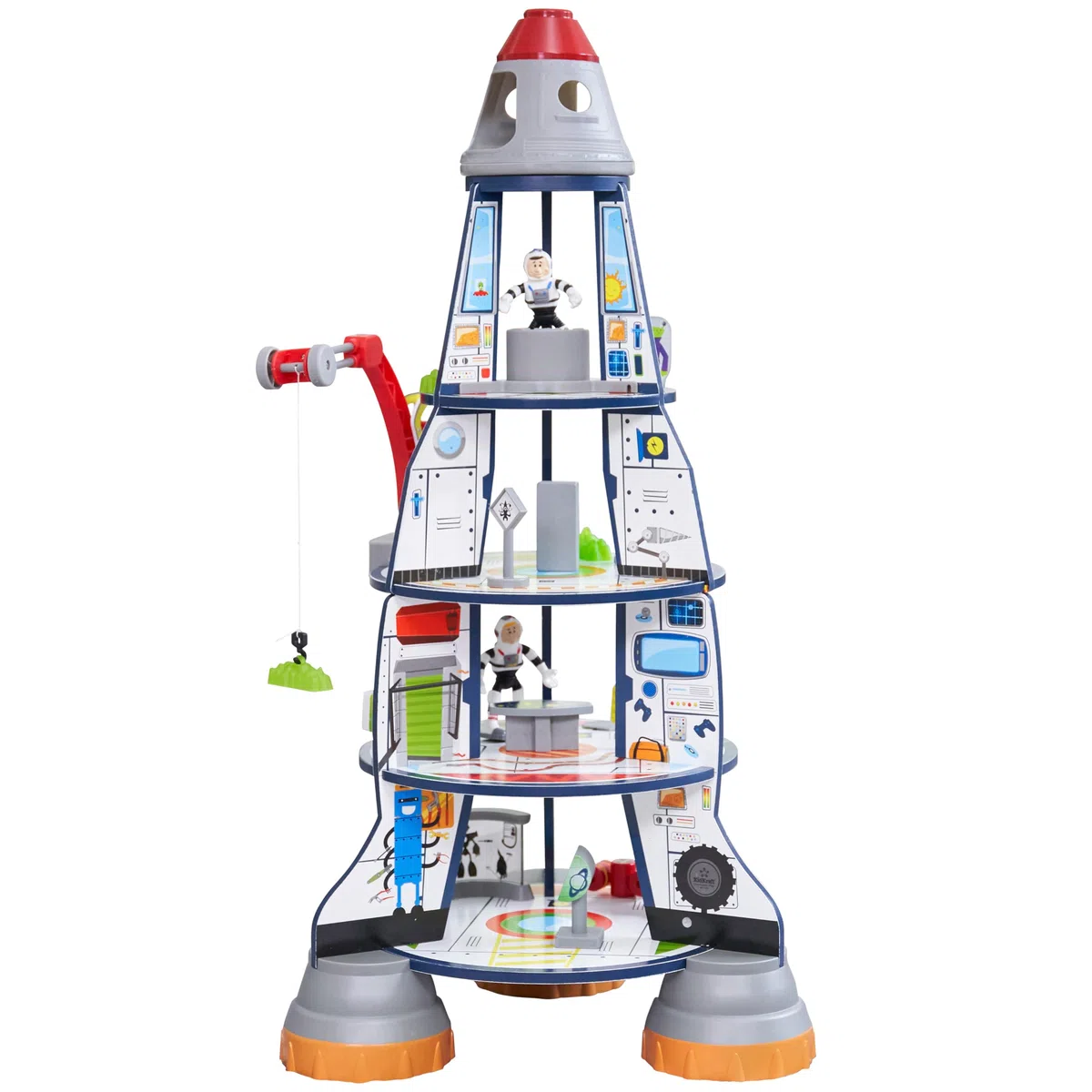 KidKraft Raketenschiff Spielset aus Holz mit Kran und Spielfiguren, Astronauten und Alien Figur, Raketen Spielzeug für Kinder ab 3 Jahre, 63443