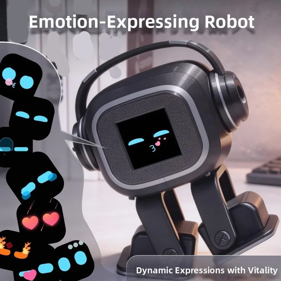 KI-Chatbot für Begleiter-Roboter mit emotionaler Interaktion, Gesangs- und Tanzunterhaltung, Sprachsteuerung, Ausdruck (schwarz)