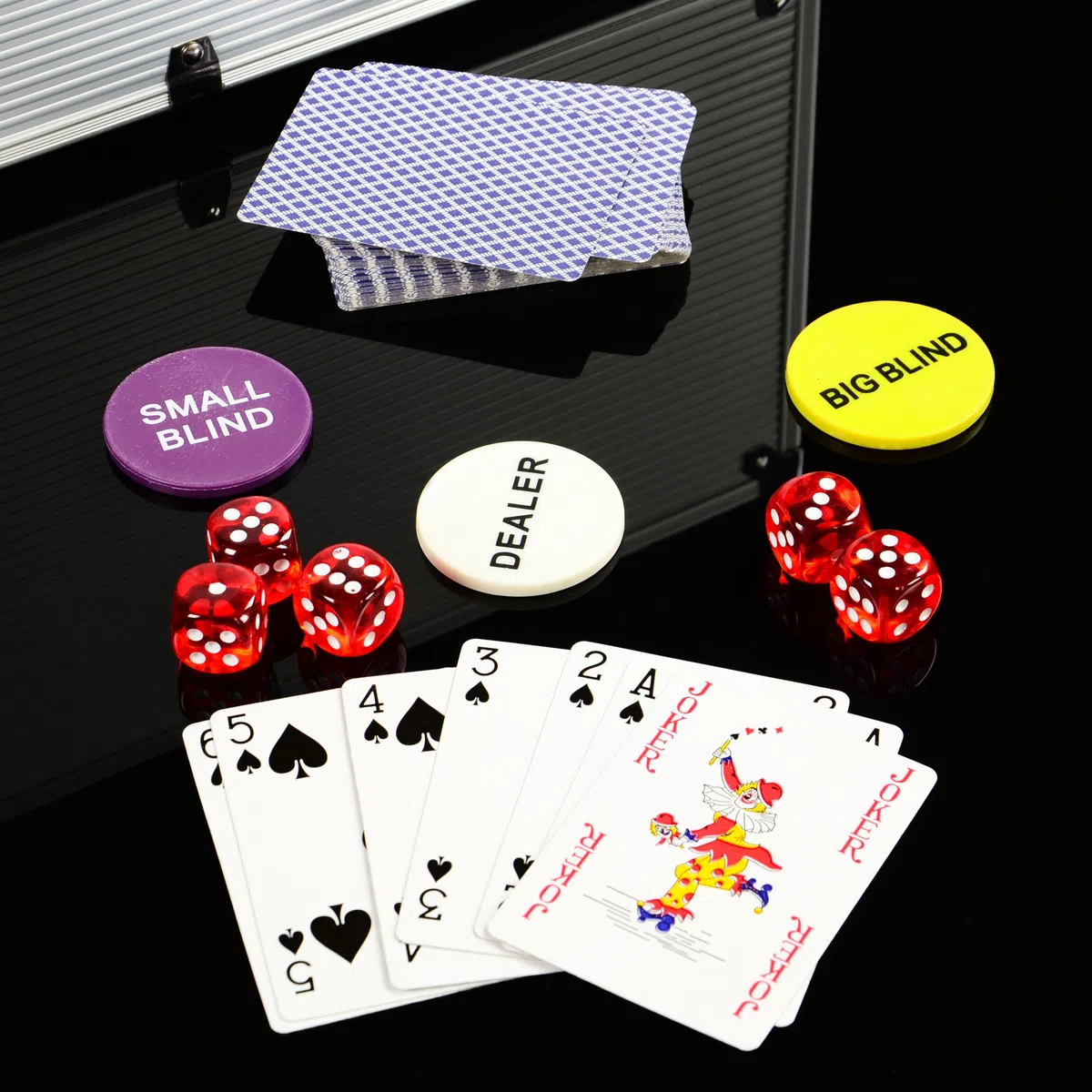 Pokerkoffer DeLuxe Pokerset mit 600 OCEAN CHAMPION CHIPS mit Metallkern á 12 g viel Zubehör Kartenmischer Kunststoffkarten Kartengeber Spielmatte Poker-Komplettset Black Jack Texas Holdem