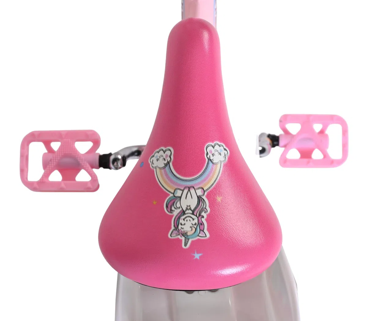 Volare Einhorn Kinderfahrrad Pink | 14 Zoll | 3,5–5 Jahre | Hand- & Rücktrittbremse | Stützräder | Verstellbarer Sattel | Puppensitz & Korb | Geschenk für Mädchen