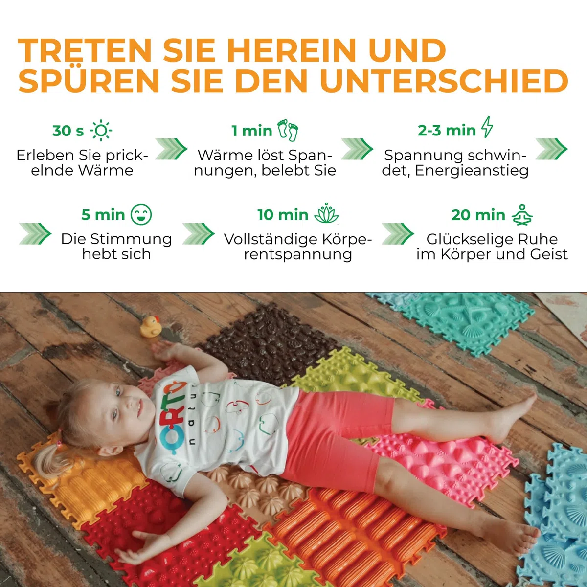 8-teiliges Sensorik-Puzzle-Matten-Set – Orthopädische Massagematte für Kinder, Erwachsene & autistische Kinder, Sensorik-Spielzeug, Sinnesmatten, Strukturmatten (Igel Hier)