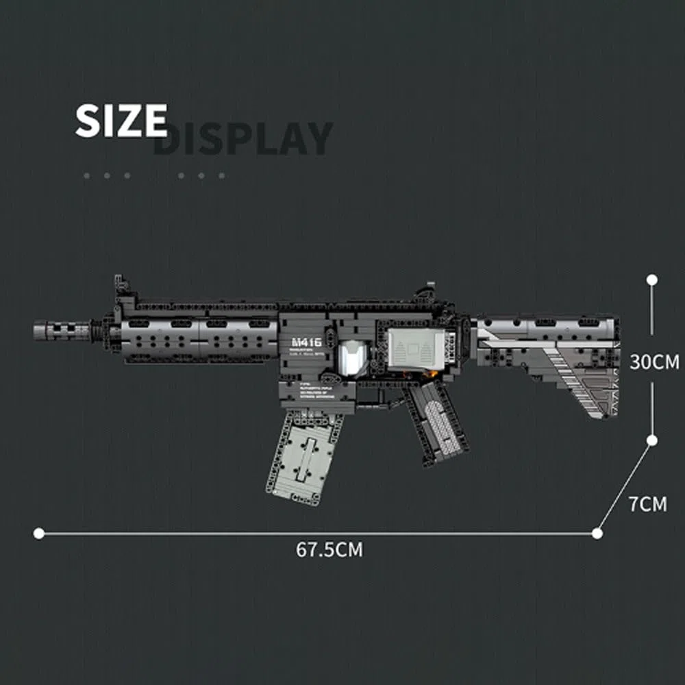 highdar Technik Sturmgewehr M416 Bausteine Modell, 1188 Klemmbausteine Technik Schießwaffe Modell mit Schussfunktion Bausatz, MOC Military Weapon, Rifle Model
