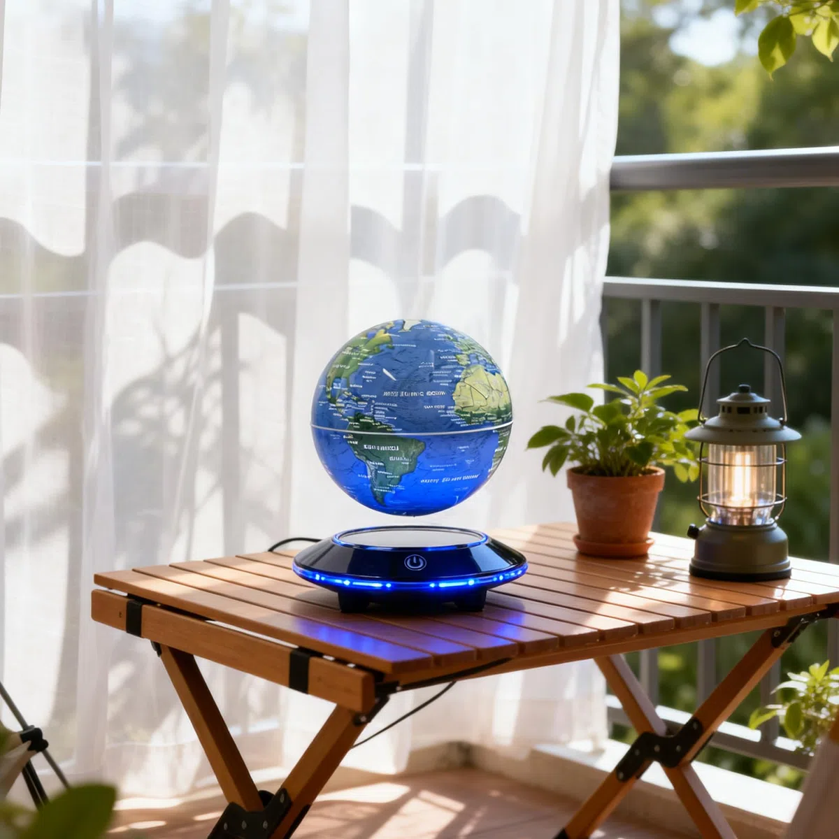 Magnetische schwebenden Globus, 6 Zoll LED Levitation schwimmende Weltkarte Globus, Auto Rotation in der Mitte der Luft mit Touch Control für Home Office Desk Dekoration aufgehängt Blau