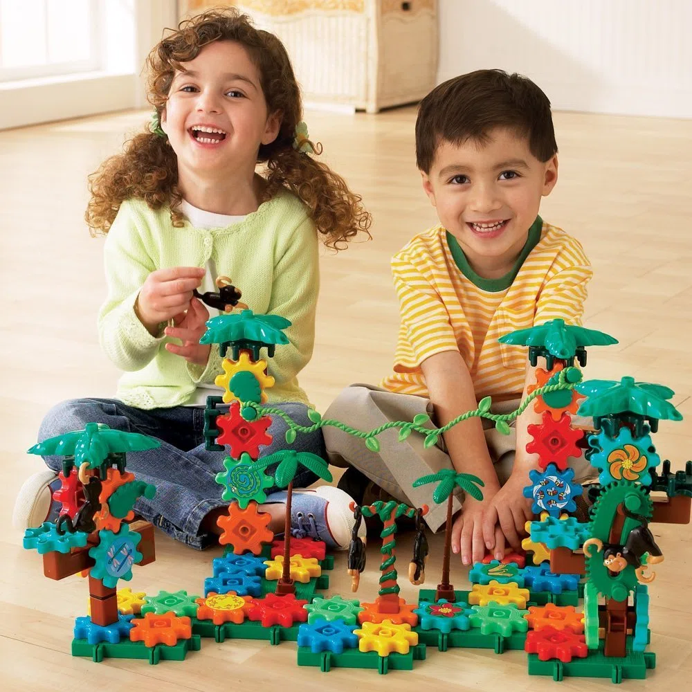 Learning Resources Gears! Gears! Gears! Kletteraffen, Ab 4 Jahren, 136-teiliges Set, Fördert Feinmotorik und Problemlösung, Kreatives Bauen mit Zahnrädern und Dschungelmotiven