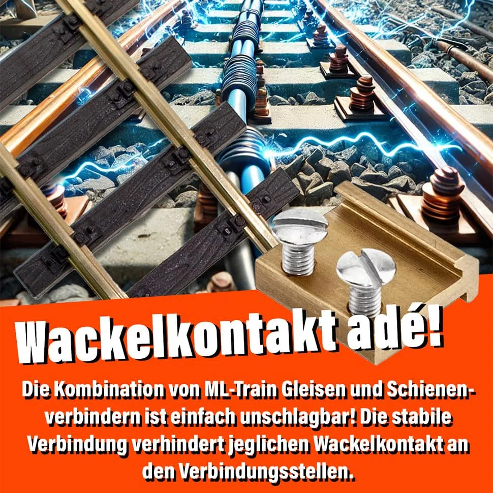 Schienen-Verbinder zum Schrauben aus Messing 15mm - LGB Gleise & Gartenbahn Spur G Zubehör (50 Stück)