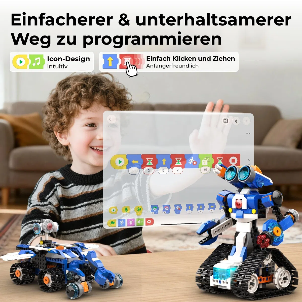 Apitor Robot J – Programmierbarer Roboter Bausatz für Kinder, 6-in-1 STEM Lernspielzeug mit App-Steuerung, Jungen & Mädchen ab 7 Jahren (480 Teile)