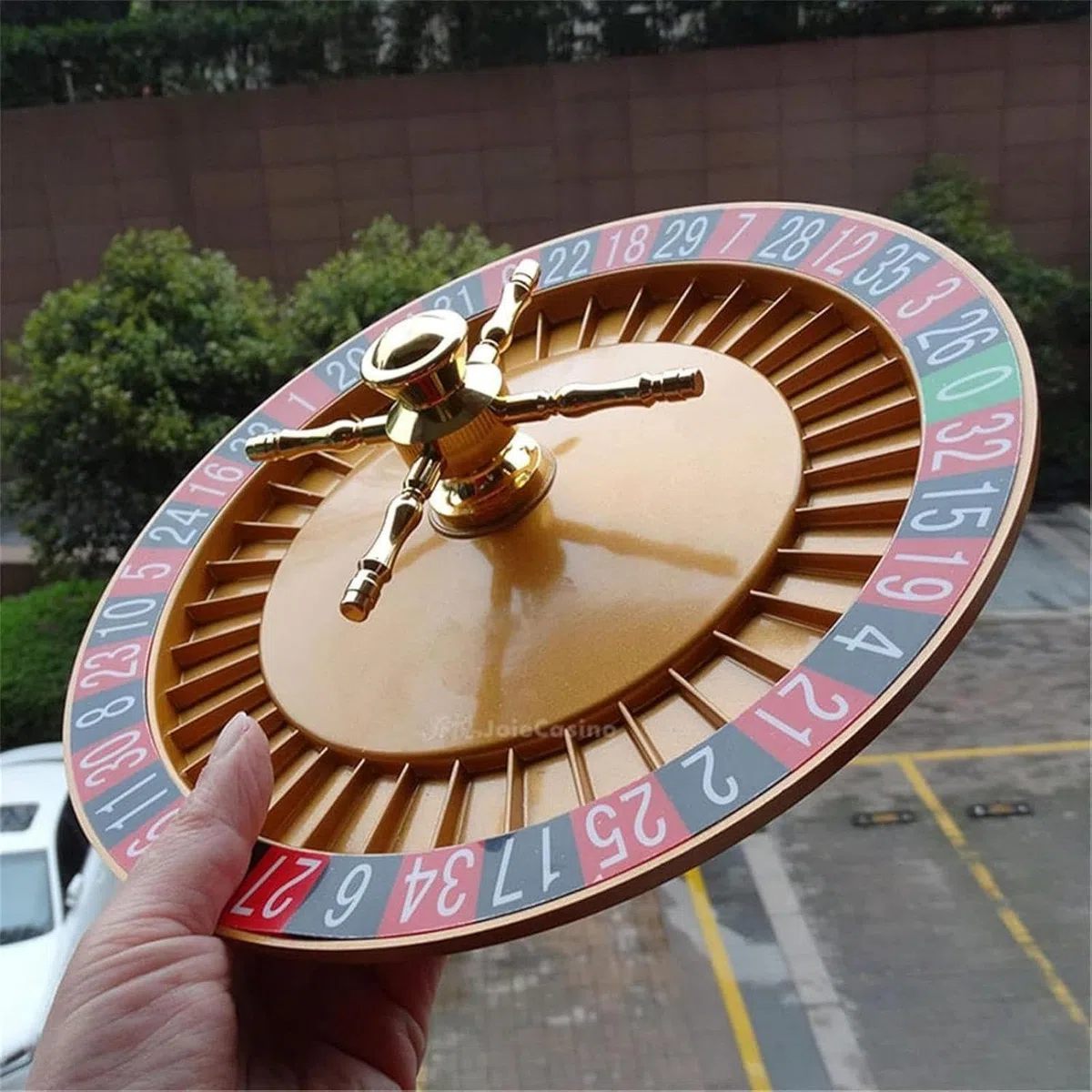 Roulette-Rad, tragbares Casino-Set, Roulette-Rad aus Holz, Drehteller, Präzisionslager in Casino-Qualität, Turm aus verchromtem Messing, sehr sanfte Drehbewegung,Single0-18in