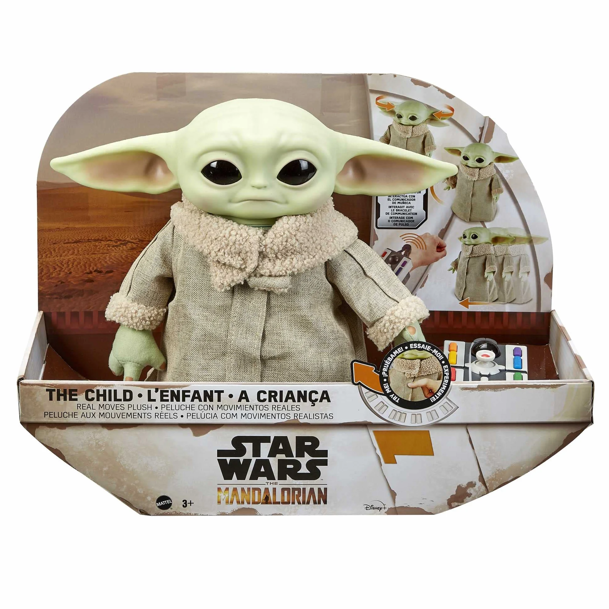 Mattel Disney Star Wars Spielzeug, The Child Plüschfigur, aus 'The Mandalorian', interagierend, mit Geräusch und Bewegungsfunktion, 28cm, Star Wars Geschenke, Spielzeug ab 3 Jahre, GWD87