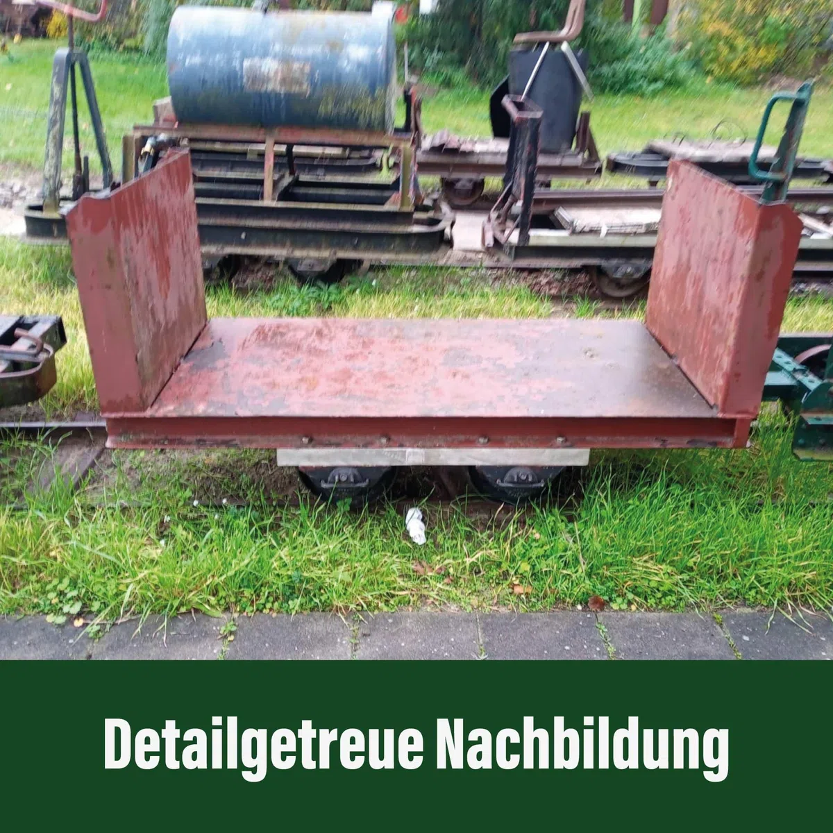 Lore mit Seitenwänden und Bremserbühne - Grubenhunt Feldbahnwagen - Selbstbauwagen/Bausatzwagen - Gartenbahn Spur G