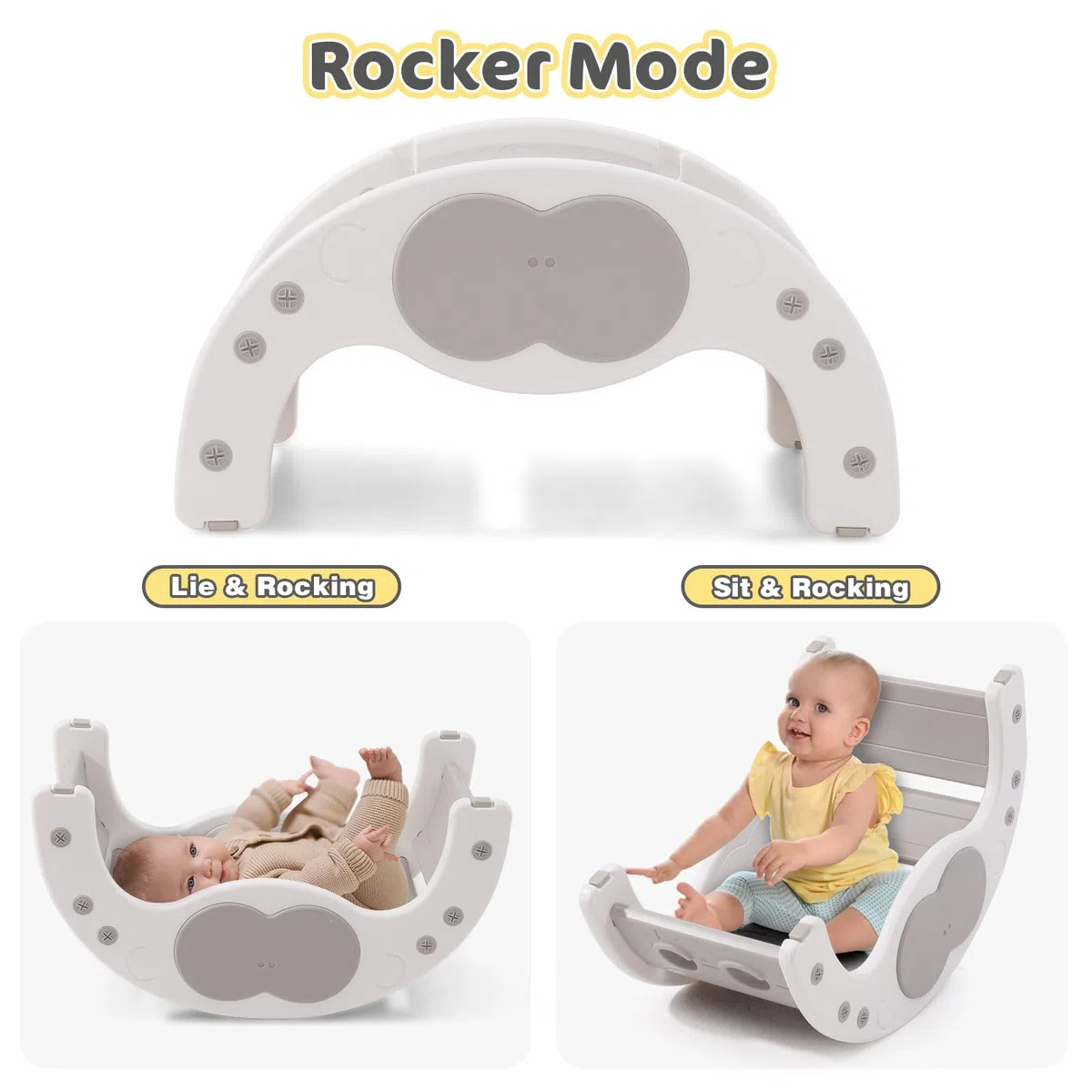 Klettergerüst Indoor mit 2 Doppelseitigen Kletterbrettern, 3 in 1 Kinderrutsche, Baby Klettergerüst, Grau