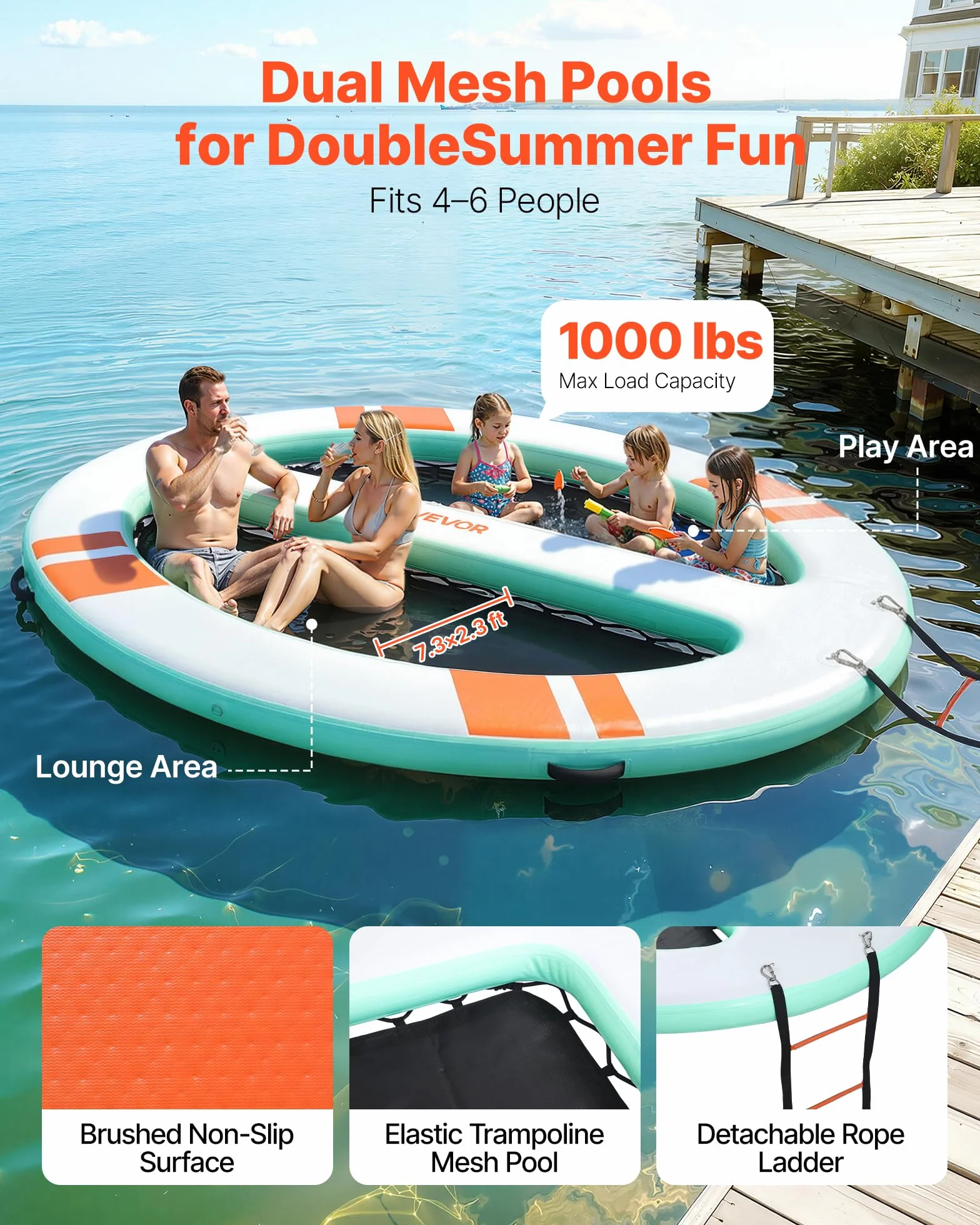 VEVOR Aufblasbares Schwimmdock