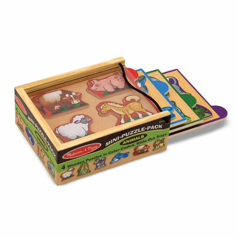 Melissa & Doug 4 Mini-Holzpuzzle - Tiere