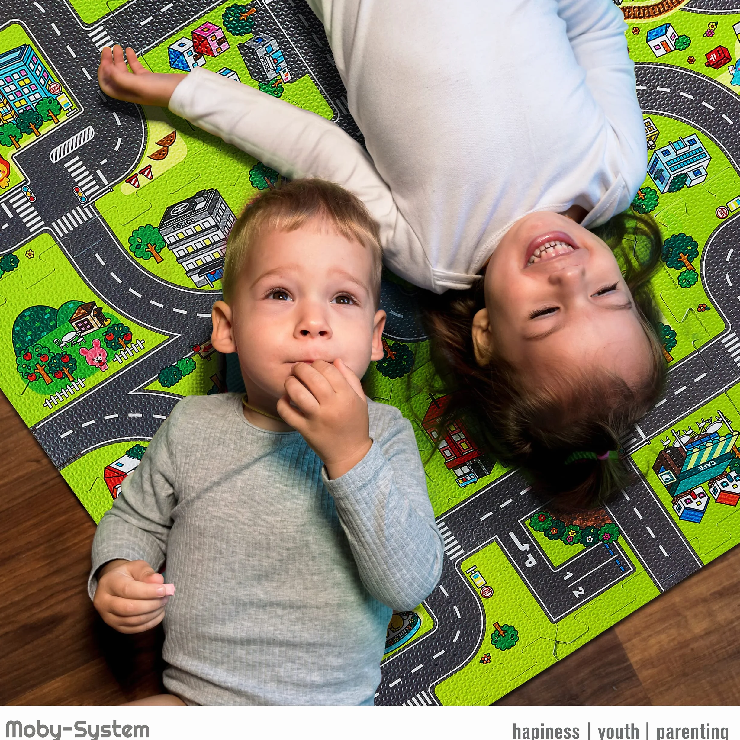 Moby-System Puzzlematte für Babys, 90 cm x 90 cm x 1 cm, Spielmatte, geruchlos, Matte große, Puzzle Matte für Jungen & Mädchen, Spielmatte schadstofffreie, geruchlose Krabbelmatte