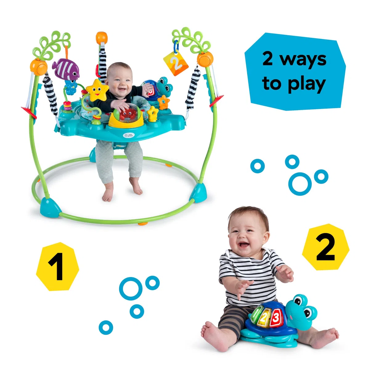 Baby Einstein, Ocean Explorers Curiosity Cove 2-in-1, Türhopser und Bodenspielzeug, Alter 6-12 Monate