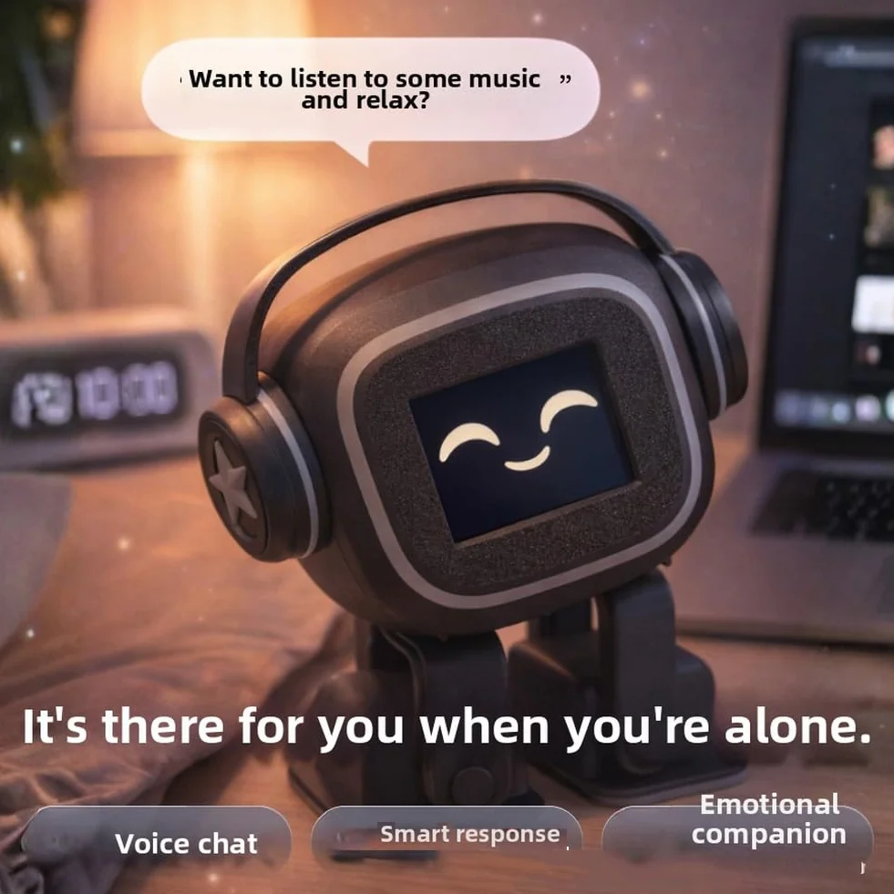 KI-Chatbot für Begleiter-Roboter mit emotionaler Interaktion, Gesangs- und Tanzunterhaltung, Sprachsteuerung, Ausdruck (schwarz)