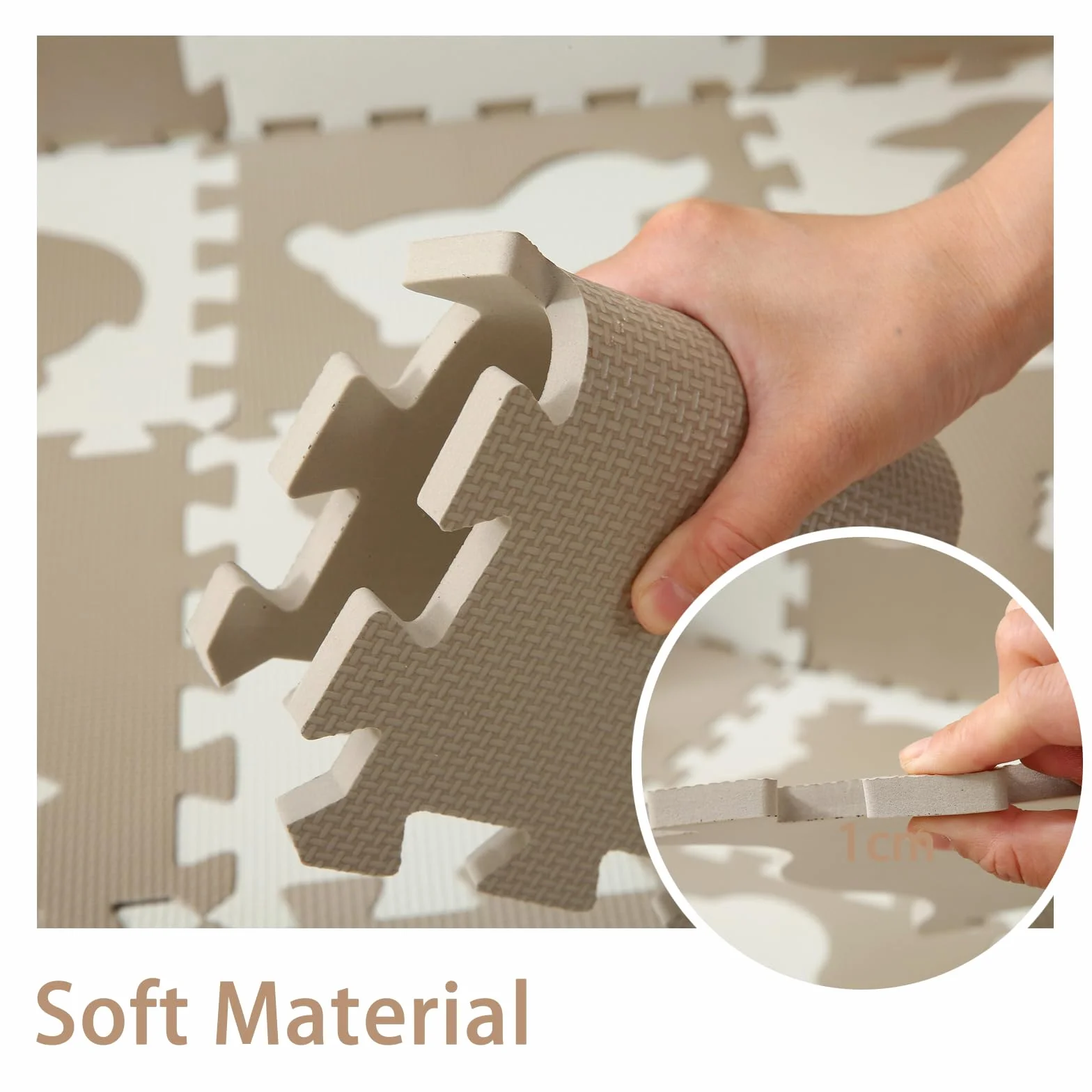 Kindermatte Puzzlematte Kind Play Mat for Floor Interlocking Eva Foam Puzzle Mat Krabbeldecke FüR Tiermuster drucken Krabbelmatte rutschfest 142×142×1cm, Tannfarbe Modell 10