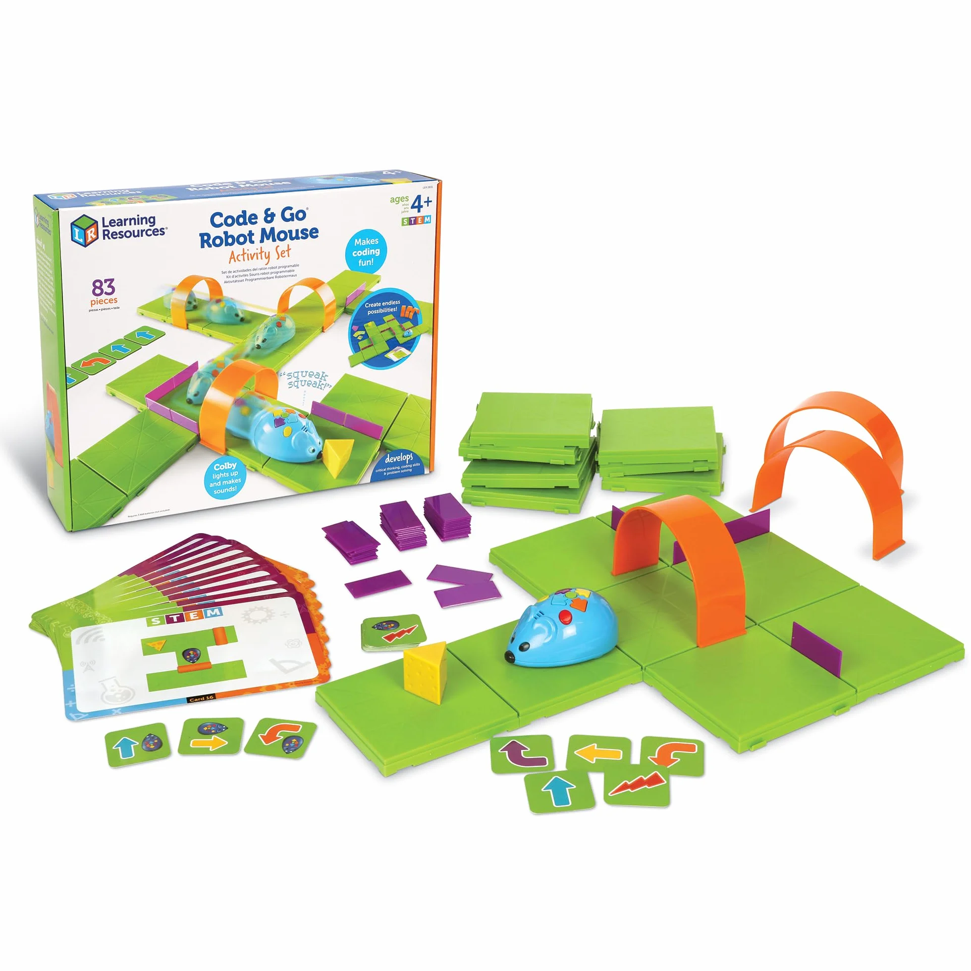 Learning Resources Code & Go Robotermaus Activity Set, Alter 4–8, Robotermaus programmieren, stärkt logisches Denken und Mint-Kompetenz