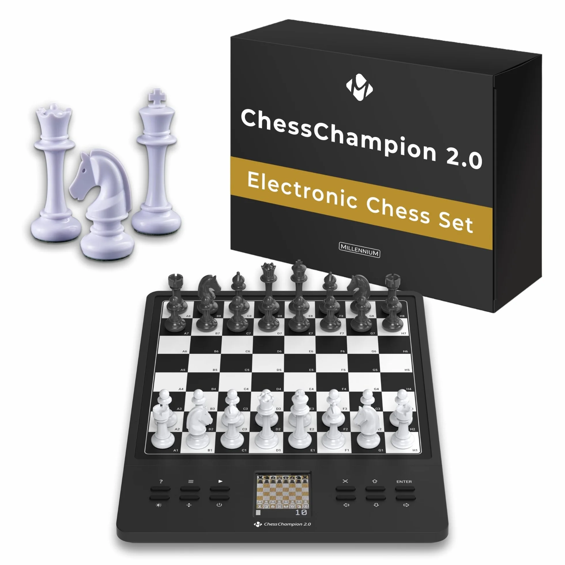 Millennium M808 ChessChampion 2.0– Dein Smarter Schachtrainer mit Tipps, Zugvorschlägen & Mini-Spielen – Perfekt für Einsteiger & Anfänger jeden Alters, 21cm Spielfläche