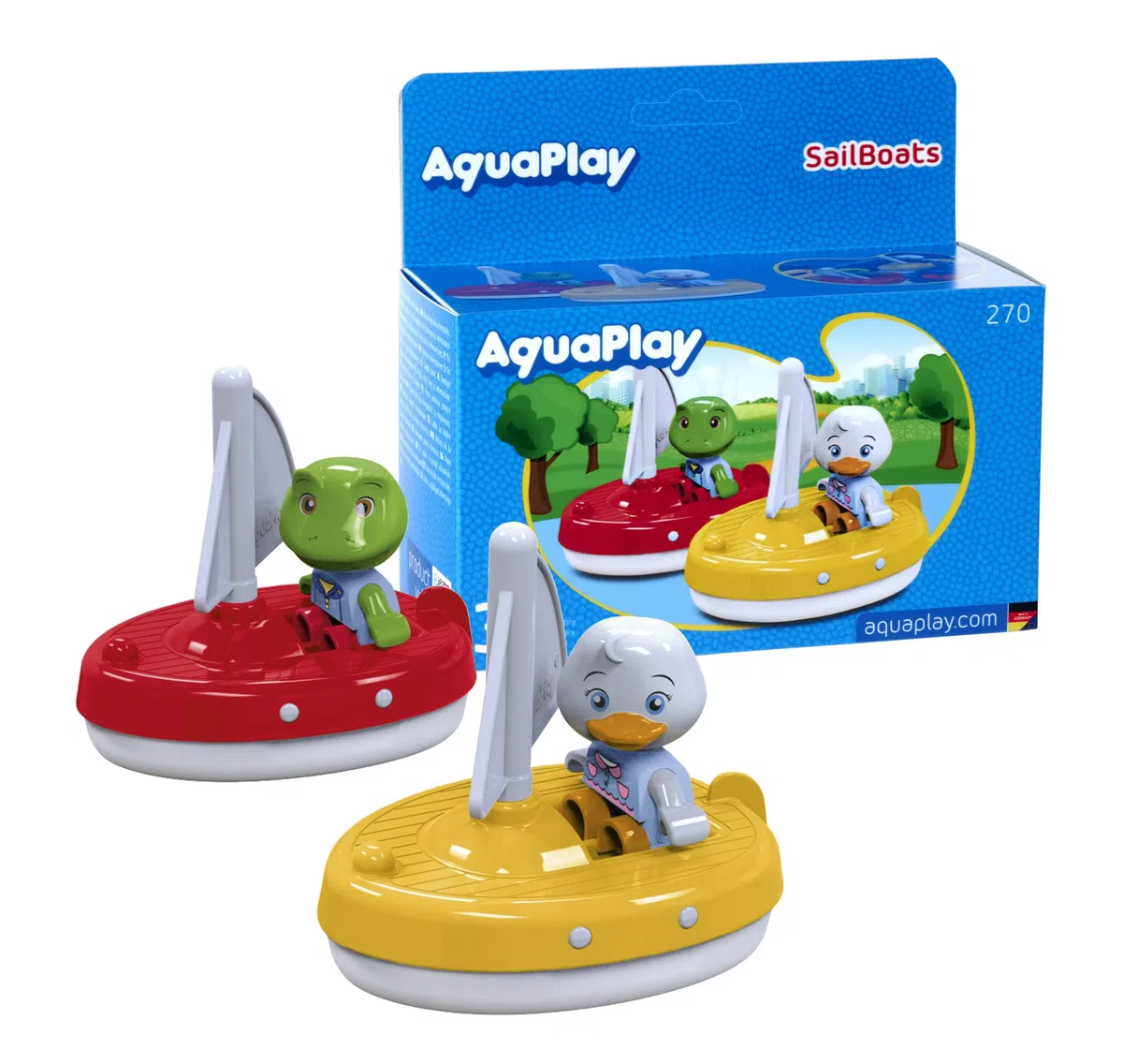 AquaPlay - Wasserbahn Set Bergsee - 42-teiliges Spieleset mit Bergsee, Wasserfall und geheimer Höhle & 2 Segelboote + 2 Figuren - Zubehör Wasserbahnen oder für die Badewanne