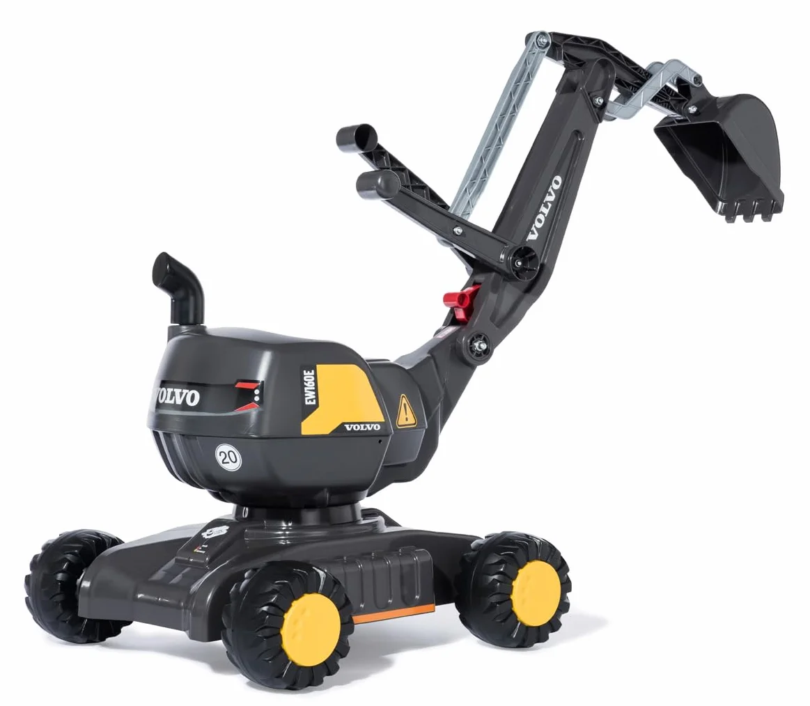 Rolly Toys rollyDigger Volvo EW160 Spielzeugbagger (für Kinder von 3-5 Jahre, Kunststoffbagger, Farbe grau/gelb) 421152, 102 x 43 x 74 cm