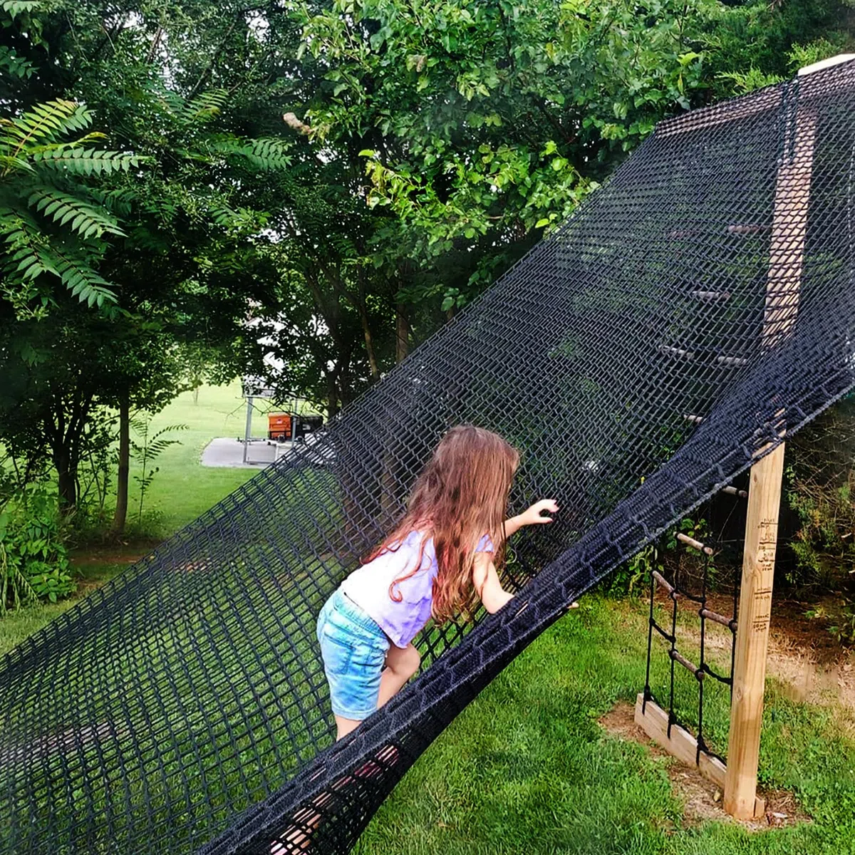 Kletternetz Spielplatz Doppelschicht Schutznetz Kinder Spielplatz Sicherheitsnetz Klettergerüst Netz Schaukel Garten Spielplatznetz Baumhaus Netz, Schwarz(2x3 m)