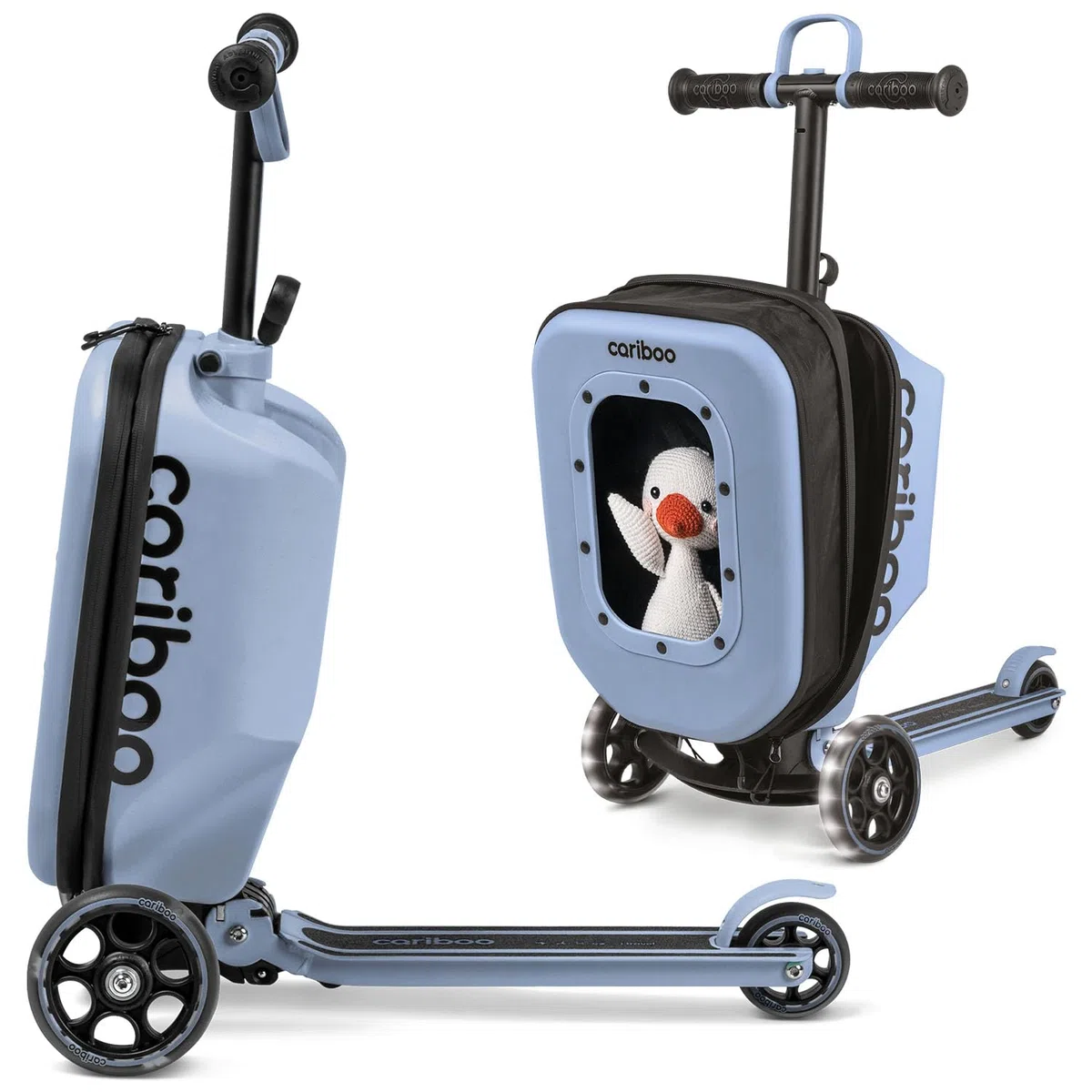 Cariboo Roller Kinder Scooter mit Koffer Mit 3 Rädern Ab 2 Jahren 2in1 Dreirad Klappbar Höhenverstellbar Bis 50 kg Handgepäck iTravel