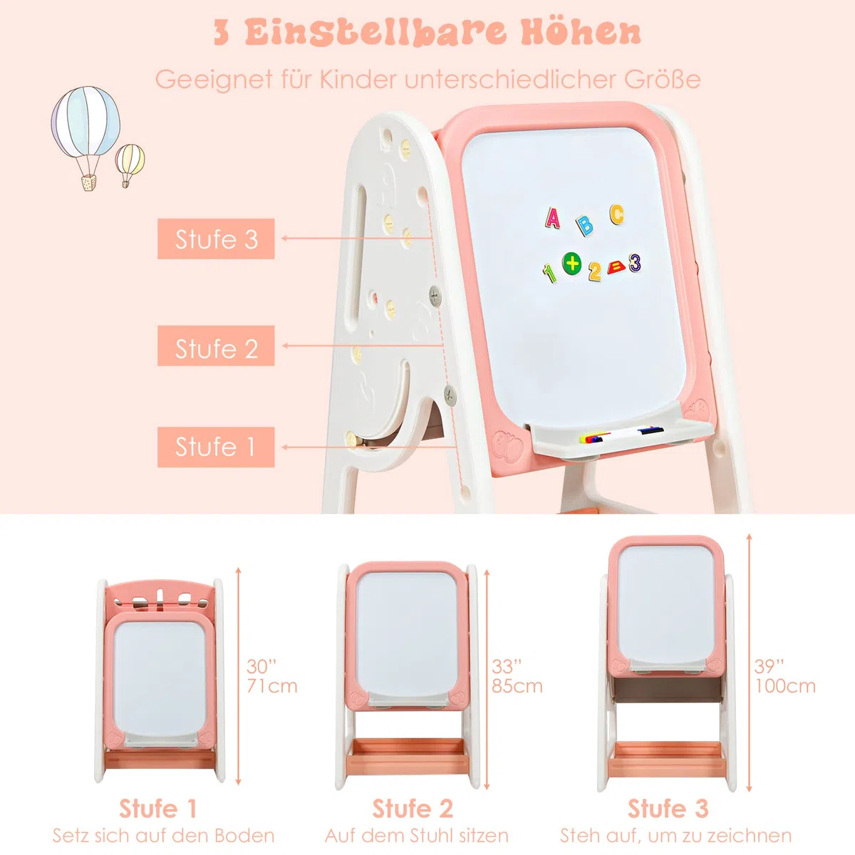 COSTWAY 2 in 1 Kinder Staffelei & Kindersitzgruppe mit Bücherregal, Kindertisch & -stuhl mit Aufbewahrungsablage und klappbarer Tischplatte, Standtafel mit Malzubehör (Orange)